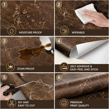 Self Adhesive Brown Texture Wallpaper 10m x 18in | Warm Earth-Tone Wall Decor