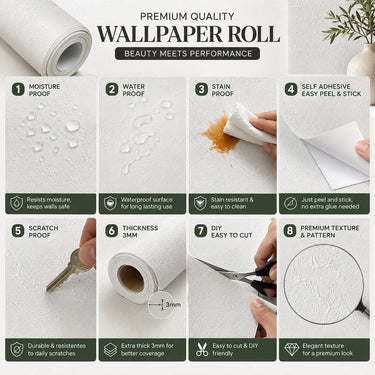 Nidhi Decor Plain Texture Ceramic Roll Close-Up – Clean Smooth 3mm PVC Wallpaper India