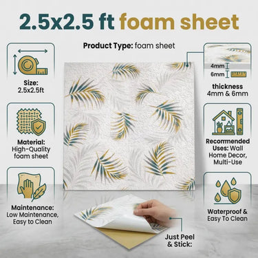 Nidhi Decor Leaves Pattern Foam Sheet Close-Up – Nature-Inspired Texture Wall Panel India
