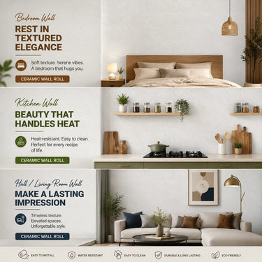 Self Adhesive Ceramic Plain Texture Wallpaper Room Setting – Nidhi Decor Mumbai India