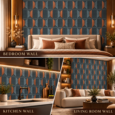 Non Self Adhesive Artisan Rustic Wood Copper Gold 3D PVC Wall Panel 20x20 Inch | 5-Year Life (Order Minimum 5 Panels)