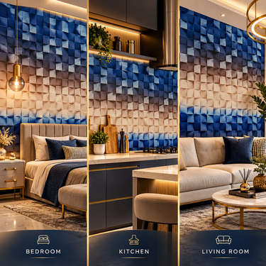 Self Adhesive 3D Blue Brown Cube Mosaic Wallpaper 10m x 18in | Modern Geometric Wall Decor