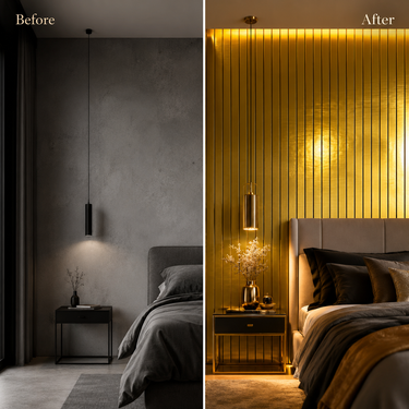 Metallic Gold Grille Sheet 2×10 ft | Self-Adhesive Decorative Wall Panel Roll | Luxury Gold Fluted Slat Wall Covering for Living Room, Bedroom & TV Unit