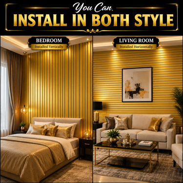 Metallic Gold Grille Sheet 2×10 ft | Self-Adhesive Decorative Wall Panel Roll | Luxury Gold Fluted Slat Wall Covering for Living Room, Bedroom & TV Unit