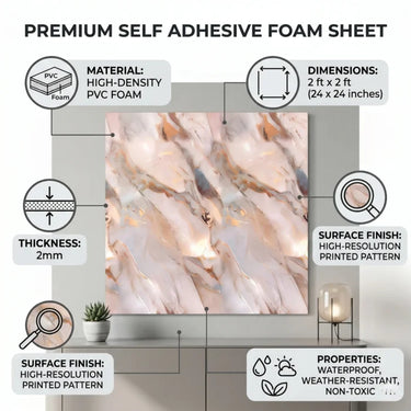 Nidhi Decor Peach Abstract Foam Sheet Close-Up – Warm Tone Texture Wall Panel India