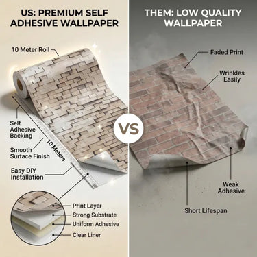 Self Adhesive Brick Effect Wallpaper for Restaurant & Home Office – Nidhi Decor India