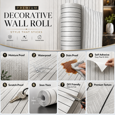 Grey Grille PVC Wall Panel Installed on Living Room Wall – Nidhi Decor Mumbai Home Decor