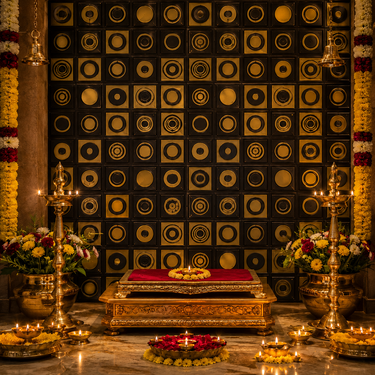 Swarna Chakra Black & Gold Ganpati Backdrop Panel Set