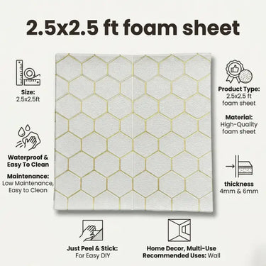 Nidhi Decor Hexagon Gold Foam Sheet Close-Up – Geometric Gold Texture Wall Panel India