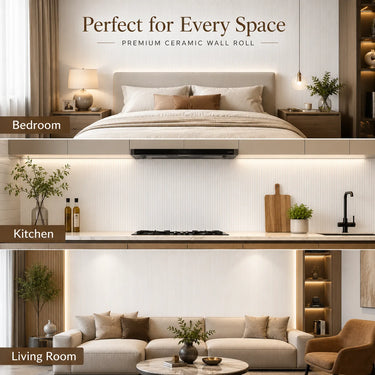 Self Adhesive Ceramic Line Texture Wallpaper Room Setting – Nidhi Decor Mumbai India