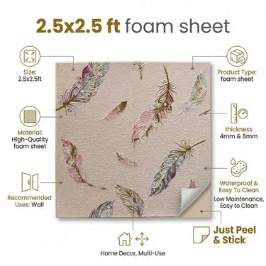 Nidhi Decor Pink Feather Foam Sheet Close-Up – Elegant Feather Pattern Wall Panel India