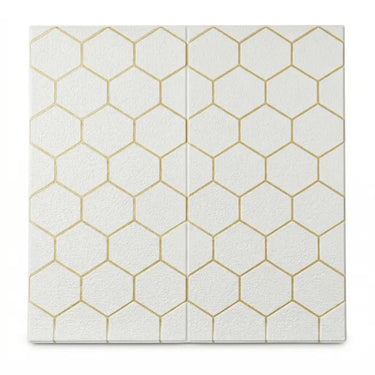 Hexagon Gold Textured Foam Sheet Installed on Wall – Nidhi Decor Mumbai Home Decor