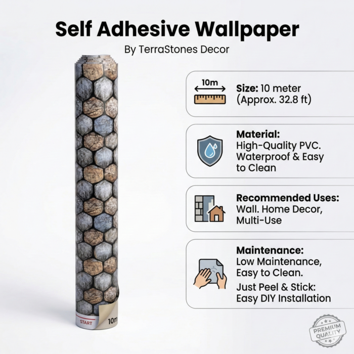 Self Adhesive Wallpaper Stone Texture 10 Meter - Image 4