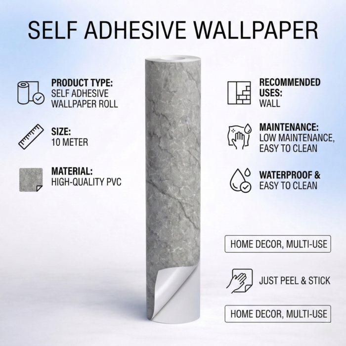 Self Adhesive Wallpaper Grey Texture 10 Meter - Image 4