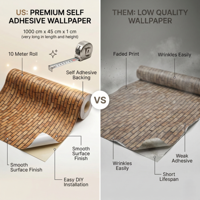 Self Adhesive Brown Bricks Texture 10 Meter - Image 4