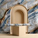 Self Adhesive White Light Blue Yellow Line Texture Wallpaper Roll 2 Meter