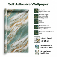 Self Adhesive White Green Yellow Line Texture Wallpaper Roll 2 Meter - Image 4