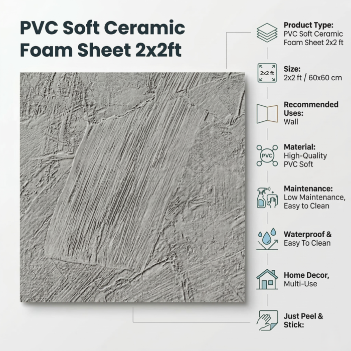 PVC Soft Cement Texture Ceramic Foam Sheet 2X2 ft - Image 4