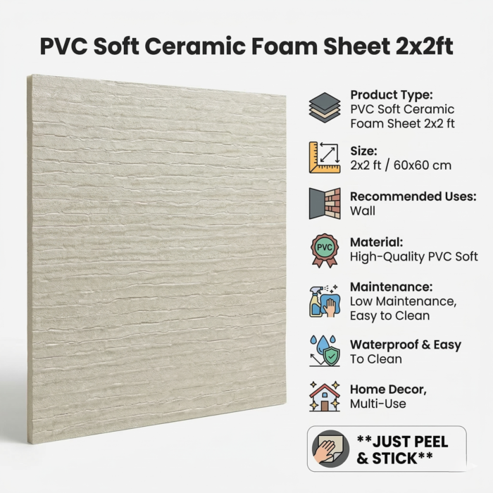 PVC Soft Grey Line Texture Ceramic Foam Sheet 2X2 ft - Image 3