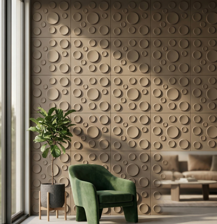 Non Self Adhesive Bubble Metallic Wood 3D Panel - Image 3