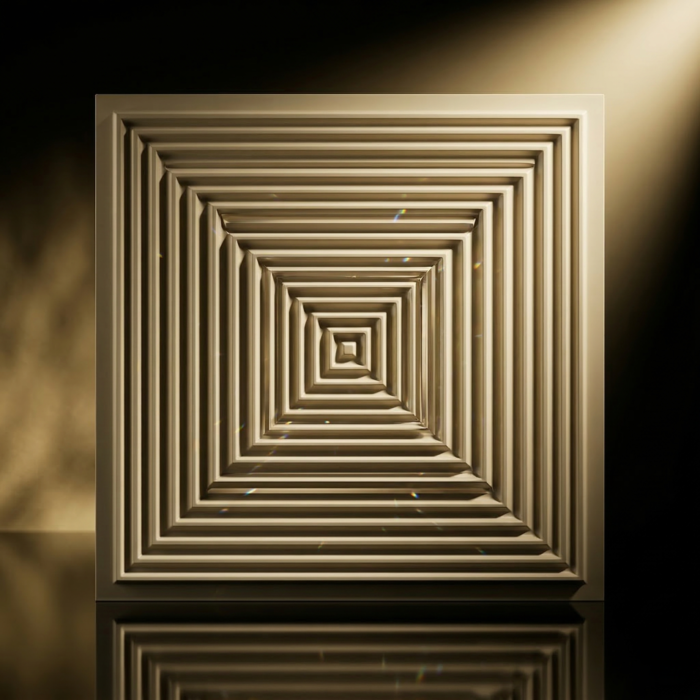 Self Adhesive Rectangular White Tail Pattern 3D Panel - Image 2