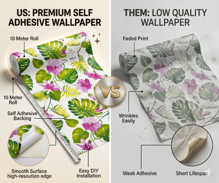 Self Adhesive Wallpaper Pink Flowers Texture 10 Meter - Image 4