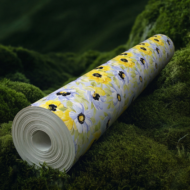 Self Adhesive Wallpaper Yellow Blue Flowers Texture 10 Meter