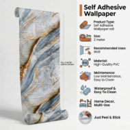 Self Adhesive White Light Blue Yellow Line Texture Wallpaper Roll 2 Meter - Image 2