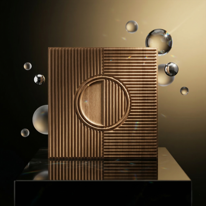 Non Self Adhesive Axis Orbit Metallic Wood 3D Panel - Image 2