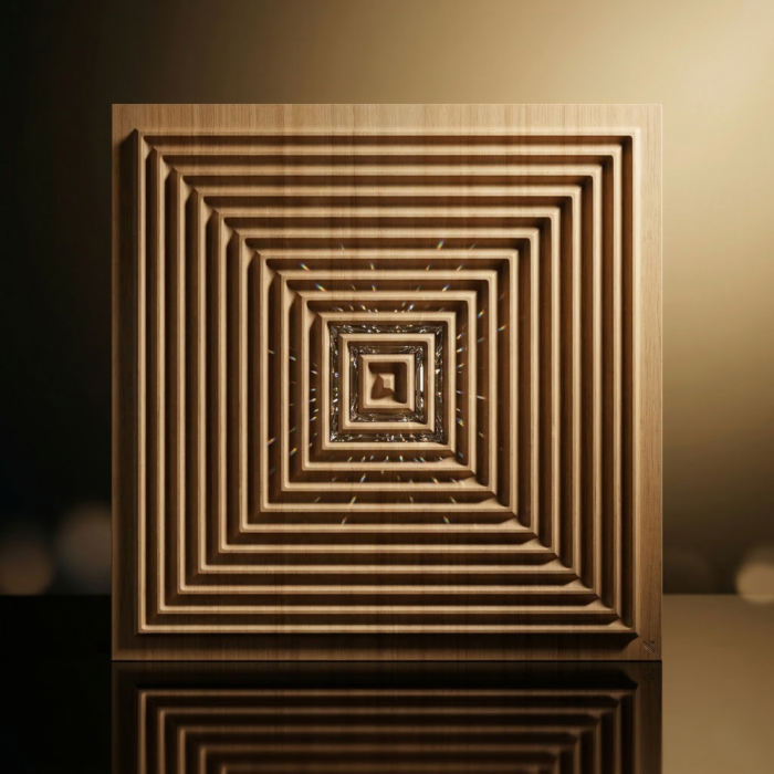 Self Adhesive Rectangular Metallic Wood Pattern 3D Panel - Image 2