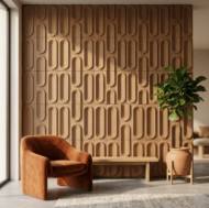 Non Self Adhesive Loopa Metallic Wood Pattern 3D Panel - Image 3