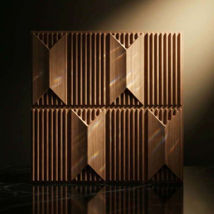 Non Self Adhesive Artisan Metallic Wood Pattern 3D Panel - Image 2