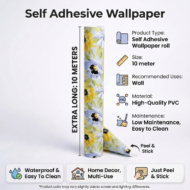 Self Adhesive Wallpaper Yellow Blue Flowers Texture 10 Meter - Image 4