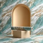 Self Adhesive White Green Yellow Line Texture Wallpaper Roll 2 Meter