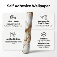 Self Adhesive White Dark Yellow Texture Wallpaper Roll 2 Meter - Image 3