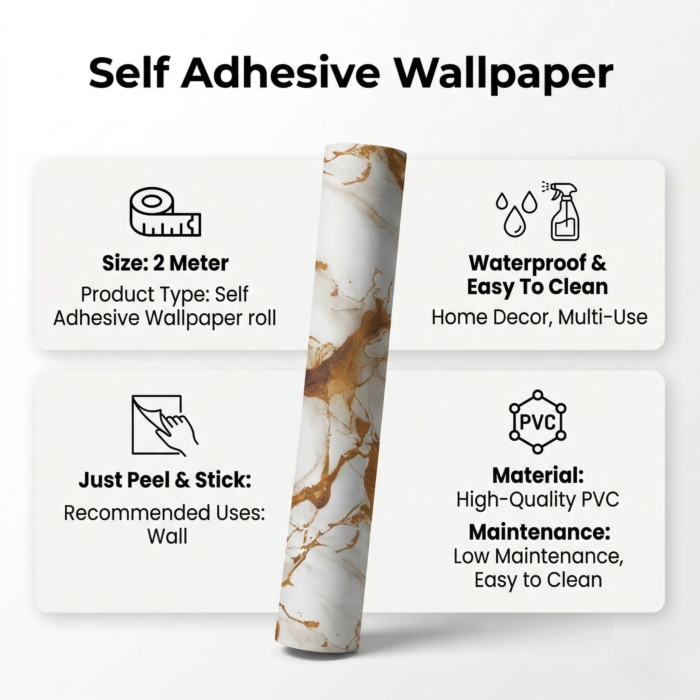 Self Adhesive White Dark Yellow Texture Wallpaper Roll 2 Meter - Image 3