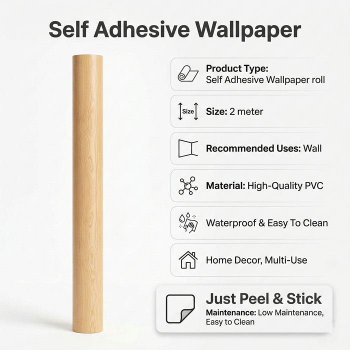 Self Adhesive Light Brown Shade Texture Wallpaper Roll 2 Meter - Image 3