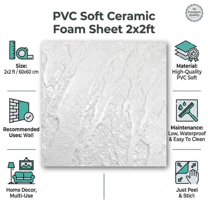 PVC Soft White Ceramic Foam Sheet 2X2 ft - Image 3