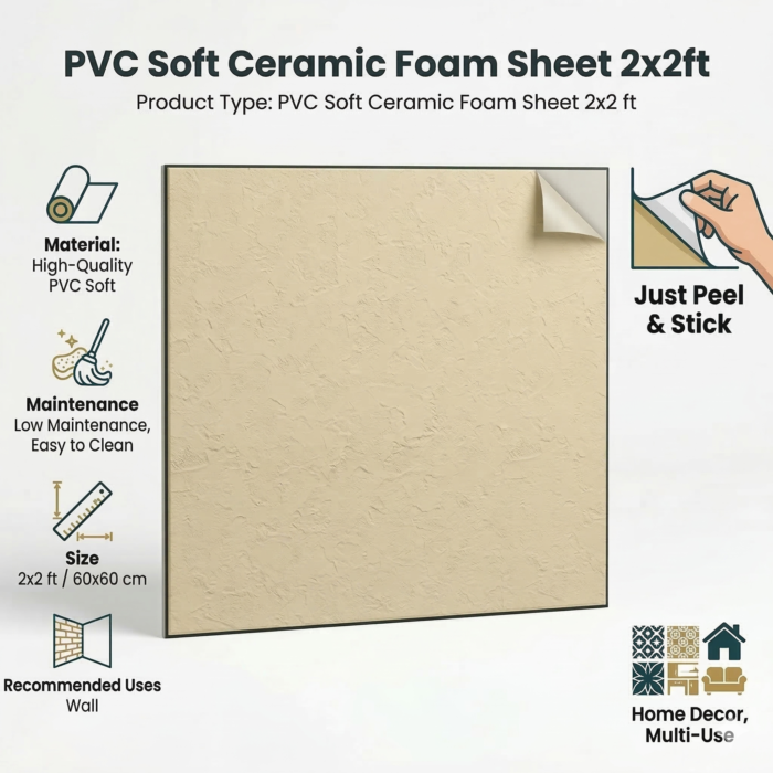 PVC Soft Royal Yellow Texture Ceramic Foam Sheet 2X2 ft - Image 3