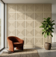 Self Adhesive Rectangular White Tail Pattern 3D Panel - Image 3