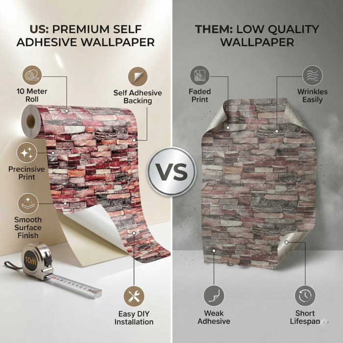 Self Adhesive Wallpaper Colourful Bricks Texture 10 Meter - Image 3