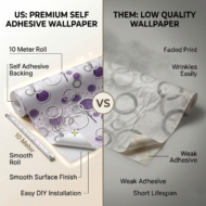Self Adhesive Wallpaper White Purple Circle Texture 10 Meter - Image 3