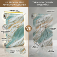 Self Adhesive White Green Yellow Line Texture Wallpaper Roll 2 Meter - Image 3