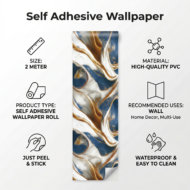 Self Adhesive White Blue Abstract Texture Wallpaper Roll 2 Meter - Image 3