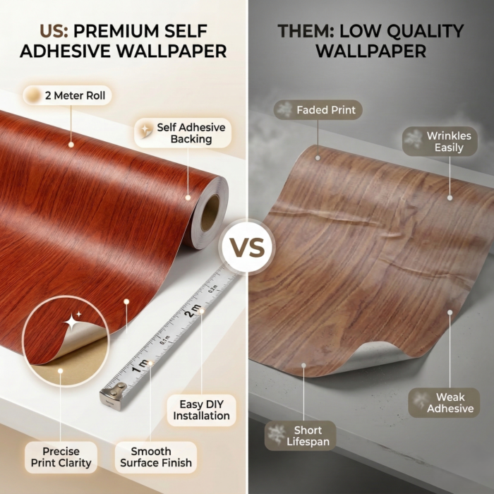 Self Adhesive Dark Brown Shade Texture Wallpaper Roll 2 Meter - Image 4