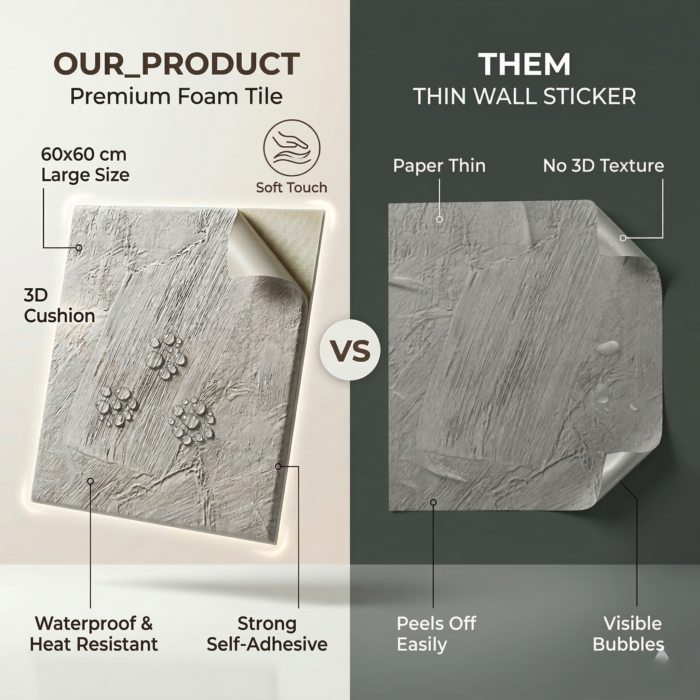 PVC Soft Cement Texture Ceramic Foam Sheet 2X2 ft - Image 3