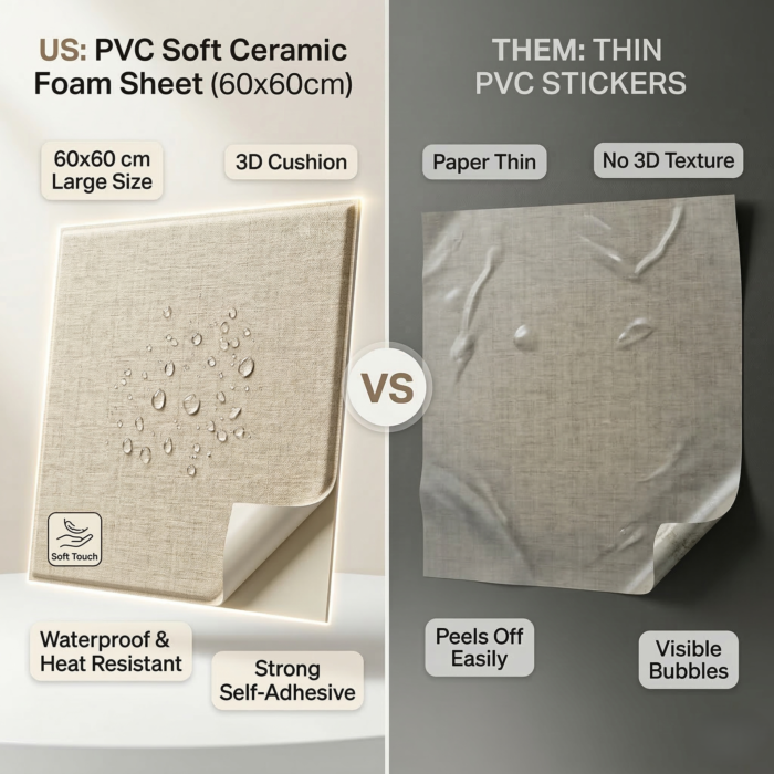 PVC Soft Brass Linen Texture Ceramic Foam Sheet 2X2 ft - Image 3