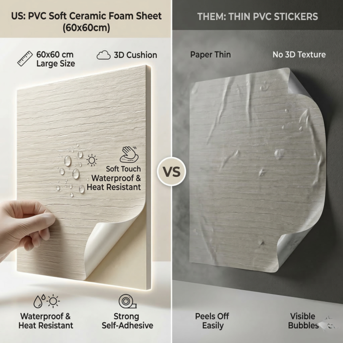 PVC Soft Grey Line Texture Ceramic Foam Sheet 2X2 ft - Image 4