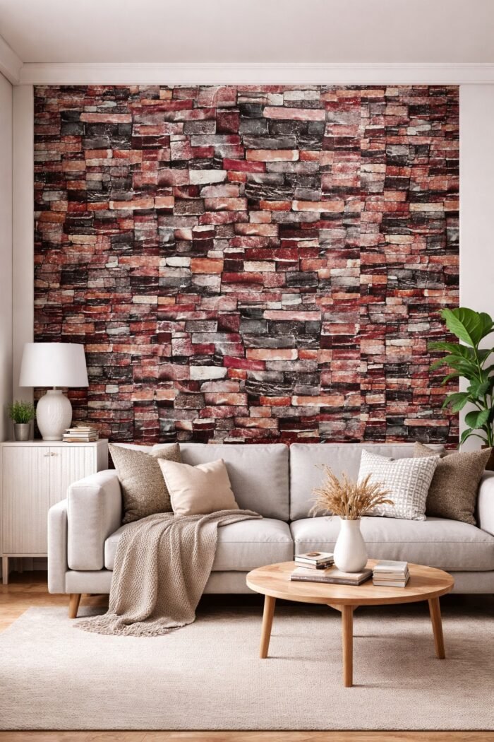 Self Adhesive Wallpaper Colourful Bricks Texture 10 Meter - Image 2