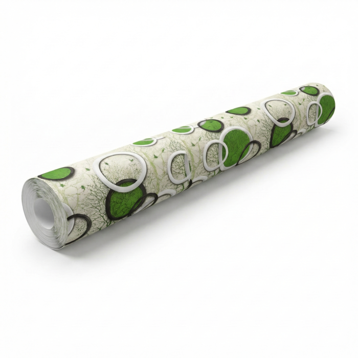 Self Adhesive Wallpaper White Green Circle Texture 10 Meter - Image 2